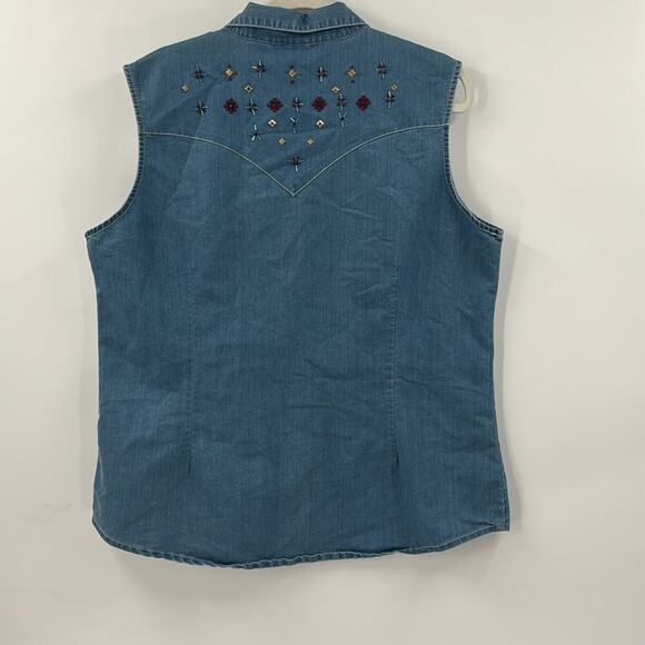 Wrangler denim pearl snap embellished vest tank top - Picture 5 of 5